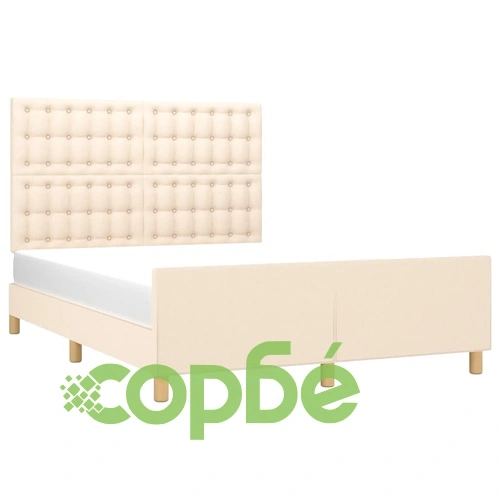 Рамка за легло без матрак, кремава, 140x190 см, плат ➤ топ цена ➤ sorbe.bg