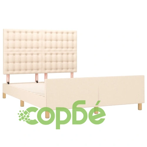 Рамка за легло без матрак, кремава, 140x190 см, плат ➤ топ цена ➤ sorbe.bg