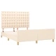 Рамка за легло без матрак, кремава, 140x190 см, плат