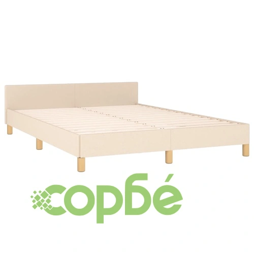 Рамка за легло без матрак, кремава, 140x190 см, плат ➤ топ цена ➤ sorbe.bg