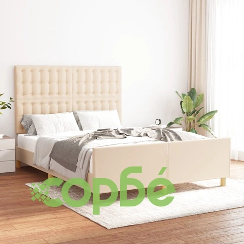 Рамка за легло без матрак, кремава, 140x190 см, плат ➤ топ цена ➤ sorbe.bg