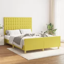 Рамка за легло с табла, зелена, 140x200 см, плат