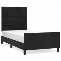 Рамка за легло с табла, черна, 90x190 см, кадифе