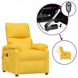 Електрически масажен реклайнер стол, жълт, текстил