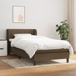 Боксспринг легло с матрак, тъмнокафяво, 100x200 см, плат