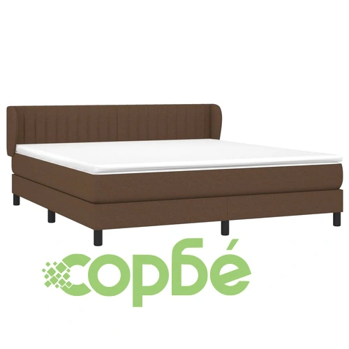 Боксспринг легло с матрак, тъмнокафяво, 160x200 см, плат ➤ топ цена ➤ sorbe.bg
