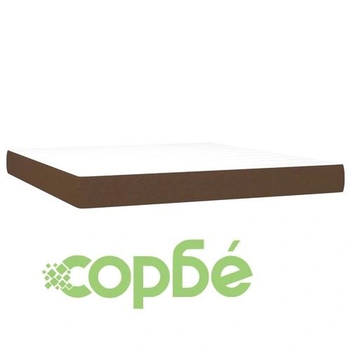 Боксспринг легло с матрак, тъмнокафяво, 160x200 см, плат ➤ топ цена ➤ sorbe.bg