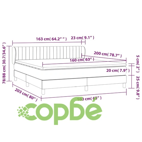 Боксспринг легло с матрак, тъмнокафяво, 160x200 см, плат ➤ топ цена ➤ sorbe.bg