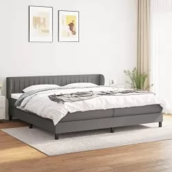 Боксспринг легло с матрак, тъмносиво, 200x200 см, плат