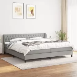 Боксспринг легло с матрак, светлосиво, 200x200 см, плат