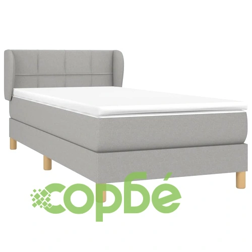 Боксспринг легло с матрак, светлосиво, 100x200 см, плат ➤ топ цена ➤ sorbe.bg