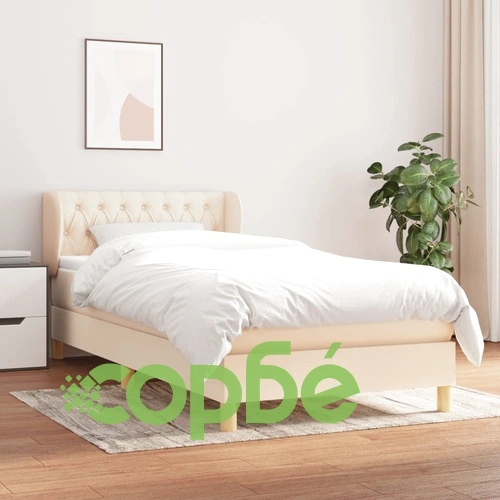 Боксспринг легло с матрак, кремава, 90x190 см, плат ➤ топ цена ➤ sorbe.bg
