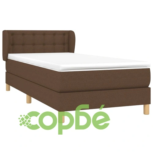 Боксспринг легло с матрак, тъмнокафяво, 100x200 см, плат ➤ топ цена ➤ sorbe.bg
