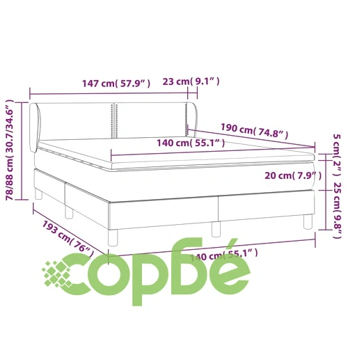 Боксспринг легло с матрак, черно, 140x190 см изкуствена кожа ➤ топ цена ➤ sorbe.bg