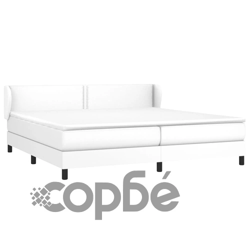 Боксспринг легло с матрак, бяло, 200x200 см, изкуствена кожа ➤ топ цена ➤ sorbe.bg