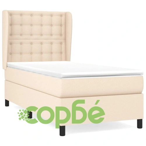 Боксспринг легло с матрак, кремава, 90x200 см, плат ➤ топ цена ➤ sorbe.bg