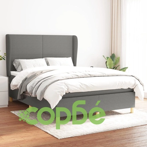 Боксспринг легло с матрак, тъмносиво, 140x190 см плат ➤ топ цена ➤ sorbe.bg
