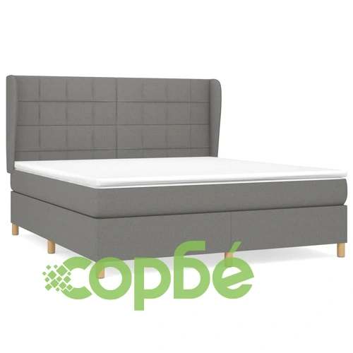 Боксспринг легло с матрак, тъмносиво, 180x200 см, плат ➤ топ цена ➤ sorbe.bg