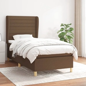 Боксспринг легло с матрак, тъмнокафяво, 90x190 см, плат