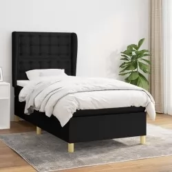 Боксспринг легло с матрак, черно, 100x200 см, плат