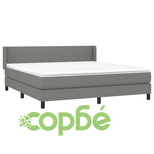 Боксспринг легло с матрак, тъмносиво, 160x200 см, плат ➤ топ цена ➤ sorbe.bg