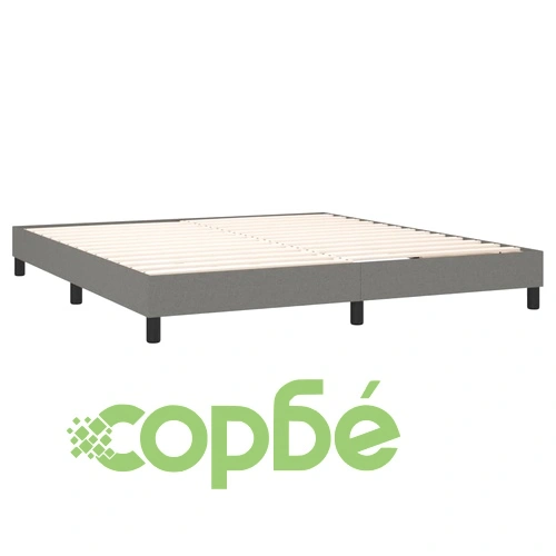 Боксспринг легло с матрак, тъмносиво, 160x200 см, плат ➤ топ цена ➤ sorbe.bg