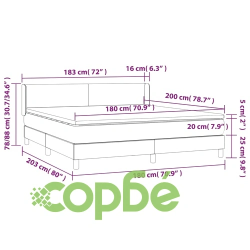 Боксспринг легло с матрак, тъмносиво, 160x200 см, плат ➤ топ цена ➤ sorbe.bg