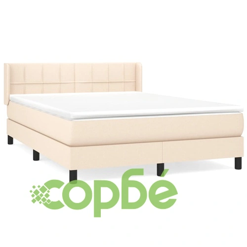 Боксспринг легло с матрак, кремаво, 140x190 см, плат ➤ топ цена ➤ sorbe.bg