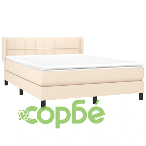 Боксспринг легло с матрак, кремаво, 140x190 см, плат ➤ топ цена ➤ sorbe.bg
