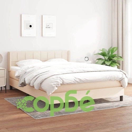 Боксспринг легло с матрак, кремаво, 140x190 см, плат ➤ топ цена ➤ sorbe.bg