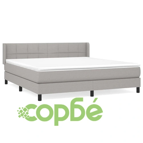 Боксспринг легло с матрак, светлосиво, 160x200 см, плат ➤ топ цена ➤ sorbe.bg