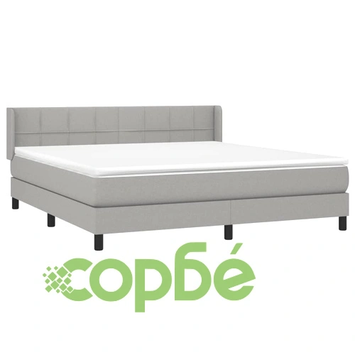 Боксспринг легло с матрак, светлосиво, 160x200 см, плат ➤ топ цена ➤ sorbe.bg