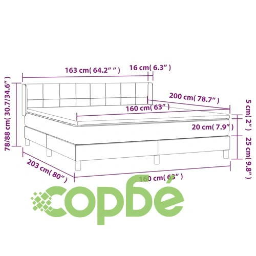 Боксспринг легло с матрак, светлосиво, 160x200 см, плат ➤ топ цена ➤ sorbe.bg