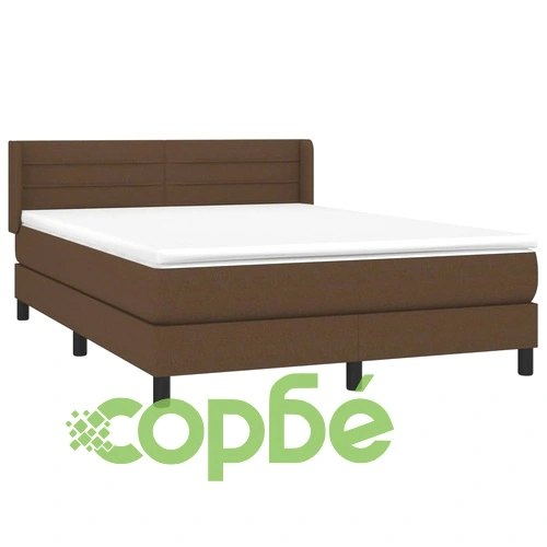 Боксспринг легло с матрак, тъмнокафяво, 140x190 см, плат ➤ топ цена ➤ sorbe.bg