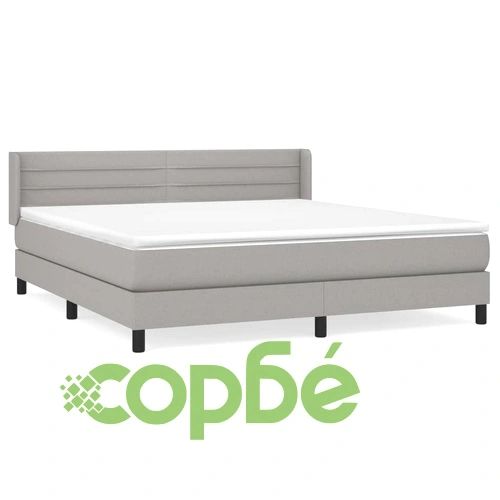 Боксспринг легло с матрак, светлосиво, 160x200 см, плат ➤ топ цена ➤ sorbe.bg