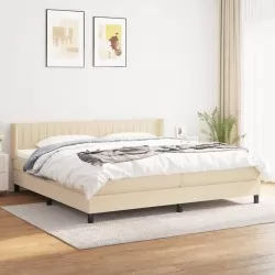 Боксспринг легло с матрак, кремаво, 200x200 см, плат