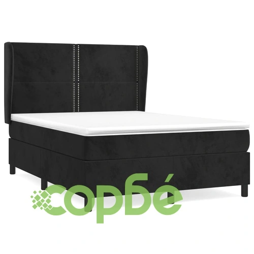 Боксспринг легло с матрак, черно, 140x190 см, кадифе ➤ топ цена ➤ sorbe.bg