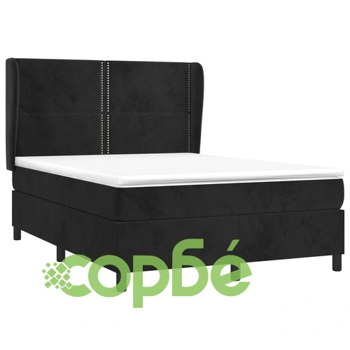 Боксспринг легло с матрак, черно, 140x190 см, кадифе ➤ топ цена ➤ sorbe.bg