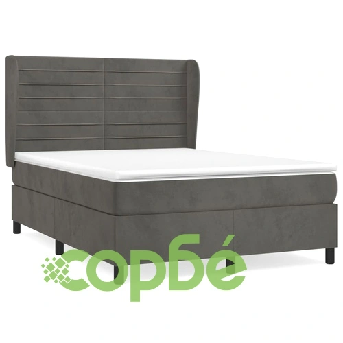 Боксспринг легло с матрак, тъмносиво, 140x190 см, кадифе ➤ топ цена ➤ sorbe.bg