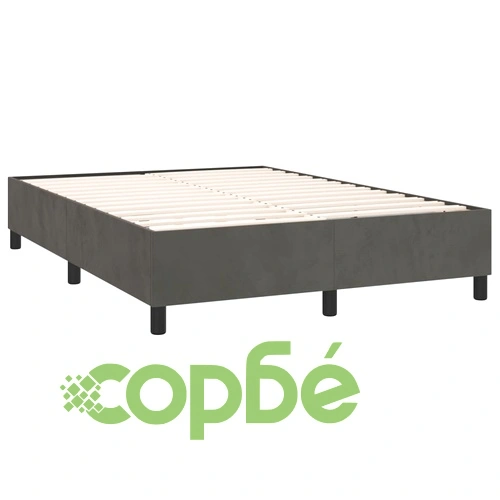 Боксспринг легло с матрак, тъмносиво, 140x190 см, кадифе ➤ топ цена ➤ sorbe.bg