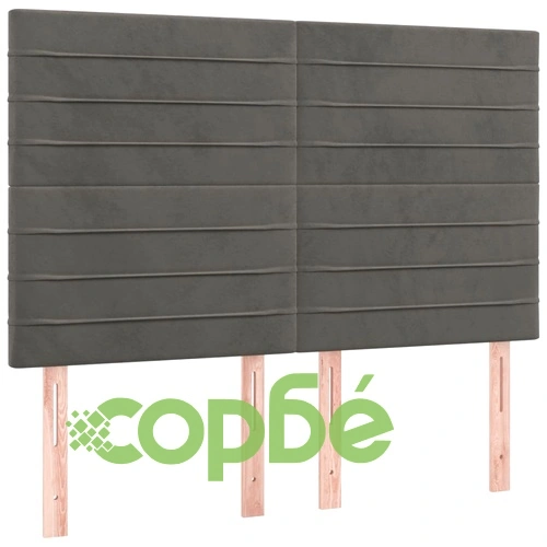 Боксспринг легло с матрак, тъмносиво, 140x190 см, кадифе ➤ топ цена ➤ sorbe.bg