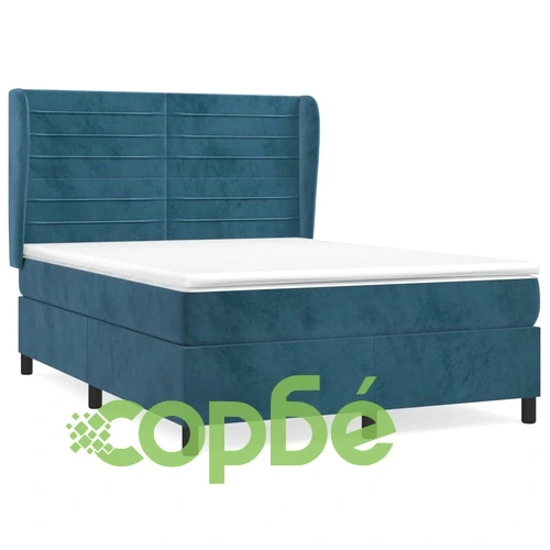 Боксспринг легло с матрак, тъмносиня, 140x190 см, кадифе ➤ топ цена ➤ sorbe.bg