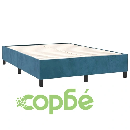 Боксспринг легло с матрак, тъмносиня, 140x190 см, кадифе ➤ топ цена ➤ sorbe.bg