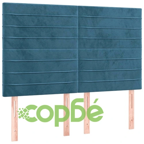 Боксспринг легло с матрак, тъмносиня, 140x190 см, кадифе ➤ топ цена ➤ sorbe.bg