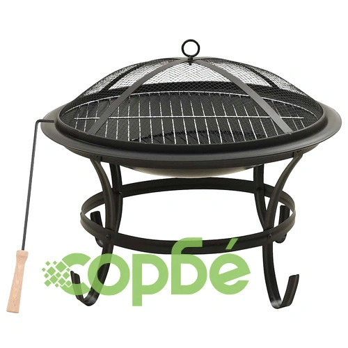 Преносимо огнище барбекю 2-в-1, с ръжен, 56x56x49 см, стомана ➤ топ цена ➤ sorbe.bg