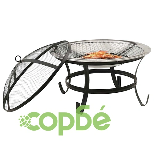 Преносимо огнище барбекю 2-в-1, с ръжен, 56x56x49 см, инокс ➤ топ цена ➤ sorbe.bg