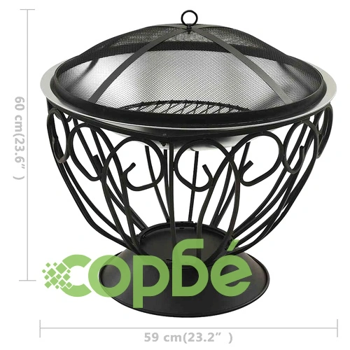 Преносимо огнище барбекю 2-в-1 с ръжен 59x59x60 см инокс ➤ топ цена ➤ sorbe.bg