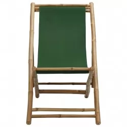 Стол-шезлонг, бамбук и платно, зелен