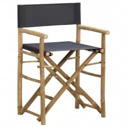 Сгъваеми режисьорски столове 2 бр тъмносиви бамбук и текстил