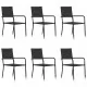 Външни трапезни столове, 6 бр, полиратан, черни